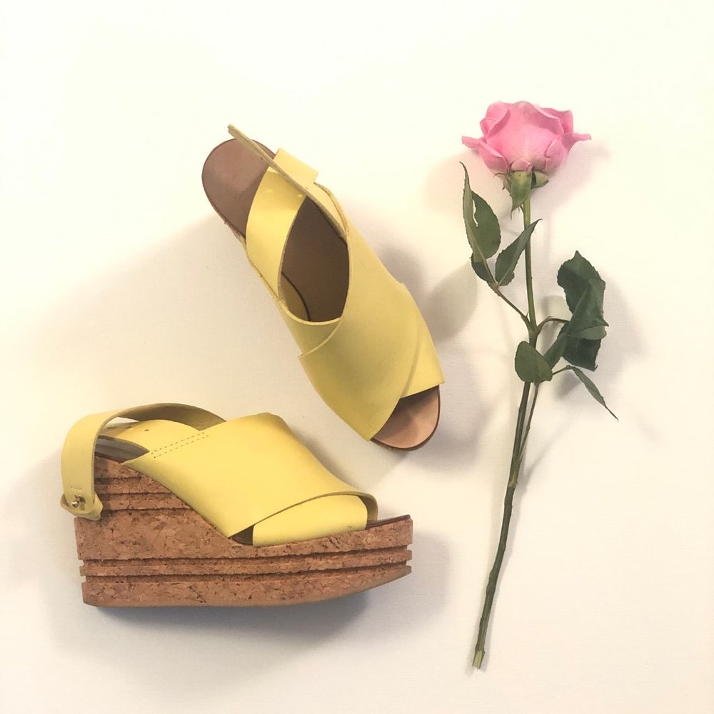 Zara real leather cork wedge shoes